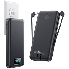 Load image into Gallery viewer, Portable Charger with Built-in Cables &amp; AC Wall Plug,Ultra Slim 13800mAh USB-C Power Bank, 4 Output LCD Display External Battery Pack Phone Charger Compatible with iPhone 15/14/13 Samsung Android etc
