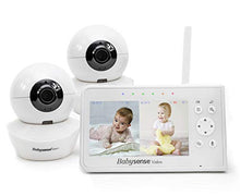 Load image into Gallery viewer, Baby Monitor, Babysense 4.3&quot; Split Screen, Video Baby Monitor with Two Cameras and Audio, Remote PTZ, 960ft Range (Open Space), Adjustable Night Light, Two-Way Audio, Zoom, Night Vision, Lullabies
