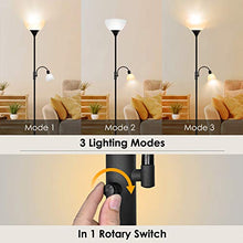 Load image into Gallery viewer, BoostArea Floor Lamp, Standing Lamp, 9W LED Torchiere Floor Lamp with 4W Adjustable Reading Lamp, 3000K Energy-Saving LED Bulbs, 3 Way Switch, 50,000hrs Lifespan, Floor Lamps for Living Room, Office
