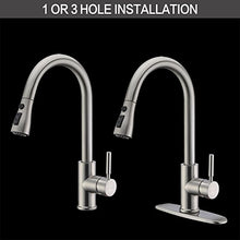 Load image into Gallery viewer, WEWE Single Handle High Arc Brushed Nickel Pull Out Kitchen Faucet,Single Level Stainless Steel Kitchen Sink Faucets with Pull Down Sprayer
