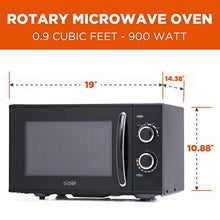 Load image into Gallery viewer, Commercial Chef CHMH900B6C 0.9 Cubic Foot Countertop Microwave, Compact, Rotary Control, Black
