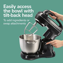 Load image into Gallery viewer, Hamilton Beach Electric Stand Mixer, 4 Quarts, Dough Hook, Flat Beater Attachments, Splash Guard 7 Speeds with Whisk, Black with Top Handle
