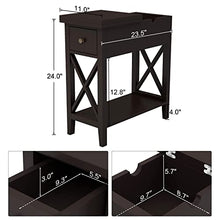 Load image into Gallery viewer, ChooChoo Flip Top Open End Table, Narrow Side Table Slim End Table for Living Room, Bedroom, Espresso
