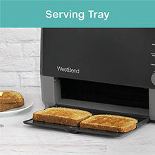 Load image into Gallery viewer, West Bend 77224 Toaster 2 Slice QuikServe Wide Slot Slide Through with Bagel and Gluten-Free Settings and Cool Touch Exterior Includes Removable Serving Tray, Black
