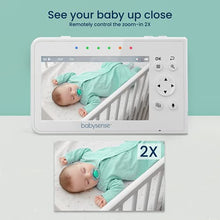 Load image into Gallery viewer, Baby Monitor, Babysense 4.3&quot; Split Screen, Video Baby Monitor with Two Cameras and Audio, Remote PTZ, 960ft Range (Open Space), Adjustable Night Light, Two-Way Audio, Zoom, Night Vision, Lullabies
