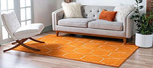 Load image into Gallery viewer, Unique Loom Trellis Frieze Collection Area Rug-Modern Morroccan Inspired Geometric Lattice Design, 6 x 9 ft, Orange/Ivory
