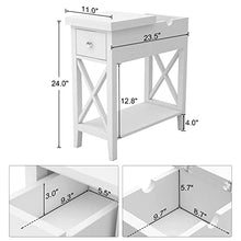 Load image into Gallery viewer, ChooChoo Flip Top Open End Table, Narrow Side Table Slim End Table for Living Room Bedroom, White
