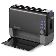 Load image into Gallery viewer, West Bend 77224 Toaster 2 Slice QuikServe Wide Slot Slide Through with Bagel and Gluten-Free Settings and Cool Touch Exterior Includes Removable Serving Tray, Black
