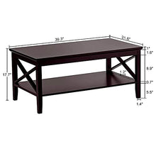 Load image into Gallery viewer, ChooChoo Oxford Coffee Table with Thicker Legs, Espresso Wood Coffee Table with Storage for Living Room 40 inches
