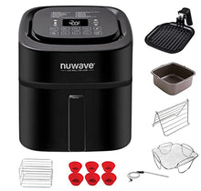 Load image into Gallery viewer, Nuwave Brio 6-Quart Healthy Digital Smart Air Fryer with Probe One-Touch Digital Controls, Advanced Cooking Functions, Removable Divider Insert &amp; Grill Pan (NEW ACCESSORY),Black
