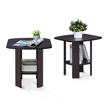 Load image into Gallery viewer, FURINNO Simple Design End Table, 2-Pack, Dark Walnut
