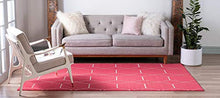 Load image into Gallery viewer, Unique Loom Trellis Frieze Collection Area Rug-Modern Morroccan Inspired Geometric Lattice Design, 6 x 9 ft, Pink/Ivory
