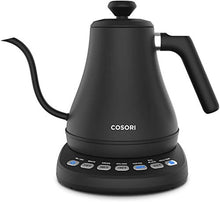 Load image into Gallery viewer, COSORI Electric Gooseneck Kettle with 5 Variable Presets, Pour Over Kettle &amp; Coffee Kettle, 100% Stainless Steel Inner Lid &amp; Bottom, 1200 Watt Quick Heating, 0.8L, Matte Black
