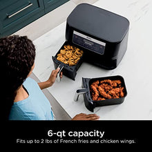 Load image into Gallery viewer, Ninja DZ090 Foodi 6 Quart 5-in-1 DualZone 2-Basket Air Fryer with 2 Independent Frying Baskets, Match Cook &amp; Smart Finish to Roast, Bake, Dehydrate &amp; More for Quick Snacks &amp; Small Meals, Black
