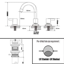 Load image into Gallery viewer, 2 Handle 3 Hole 8 Inch Widespread Bathroom Faucet with Metal Pop-Up Drain by Phiestina, Brushed Nickel, WF015-1-BN
