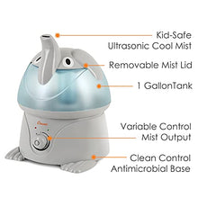 Load image into Gallery viewer, Crane Adorables Ultrasonic Cool Mist Humidifier, Filter Free, 1 Gallon, 500 Sq Ft Coverage, Whisper Quiet, Air Humidifier for Plants Home Bedroom Baby Nursery and Office, Elephant
