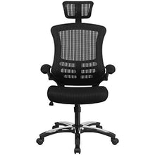 Load image into Gallery viewer, Flash Furniture High-Back Black Mesh Swivel Ergonomic Executive Office Chair with Flip-Up Arms and Adjustable Headrest
