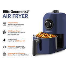 Load image into Gallery viewer, Elite Gourmet EAF1121BG Personal 1.1 Qt. Compact Space Saving Electric Hot Air Fryer Oil-Less Healthy Cooker, Timer &amp; Temperature Controls, 1000W,Blue Gray
