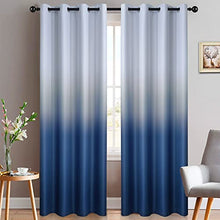 Load image into Gallery viewer, Yakamok Blue Ombre Curtains Light Blocking Gradient Color Drapes Room Darkening Thermal Insulated Grommet Window Panels for Living Room/Bedroom (2 Panels, 52x84 Inch)
