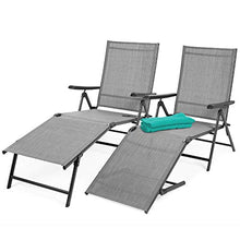 Load image into Gallery viewer, Best Choice Products Set of 2 Outdoor Patio Chaise Lounge Chair Adjustable Reclining Folding Pool Lounger for Poolside, Deck, Backyard w/Steel Frame, 250lb Weight Capacity - Gray
