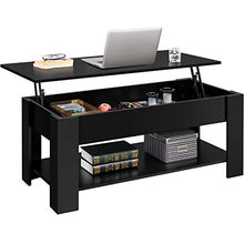 Load image into Gallery viewer, Yaheetech Lift Top Coffee Table with Hidden Compartment and Storage Shelf, Rising Tabletop Dining Table for Living Room Reception Room, 47.5in L, Black
