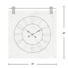 Load image into Gallery viewer, FirsTime &amp; Co. Farmstead Barn Door Wall Clock, 29&quot;H x 27&quot;W, Whitewash, Silver Hardware, Black Dial
