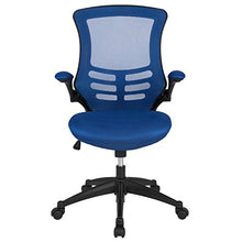 Load image into Gallery viewer, Flash Furniture Mid-Back Blue Mesh Swivel Ergonomic Task Office Chair with Flip-Up Arms
