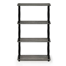 Load image into Gallery viewer, FURINNO Turn-N 4-Tier Shelf Display Rack with Classic Tubes, French Oak Grey/Black
