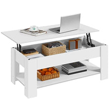 Load image into Gallery viewer, Yaheetech Lift Top Coffee Table with Hidden Compartment and Storage Shelf, Rising Tabletop Dining Table for Living Room Reception Room, 47.5in L, White
