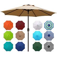 Load image into Gallery viewer, Blissun 9&#39; Outdoor Market Patio Umbrella with Push Button Tilt and Crank, 8 Ribs (Tan)
