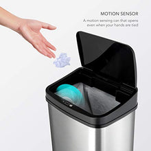 Load image into Gallery viewer, NINESTARS DZT-50-28 Automatic Touchless Motion Sensor Rectangular Trash Can, 13 Gal, Black Trim
