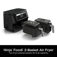 Load image into Gallery viewer, Ninja DZ090 Foodi 6 Quart 5-in-1 DualZone 2-Basket Air Fryer with 2 Independent Frying Baskets, Match Cook &amp; Smart Finish to Roast, Bake, Dehydrate &amp; More for Quick Snacks &amp; Small Meals, Black

