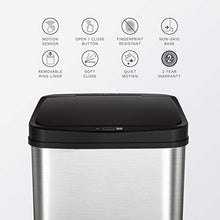 Load image into Gallery viewer, NINESTARS DZT-50-28 Automatic Touchless Motion Sensor Rectangular Trash Can, 13 Gal, Black Trim
