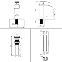 Load image into Gallery viewer, VOTON Waterfall Spout Single Handle Bathroom Faucet Brushed Nickel Commercial Modern Lavatory Tap with Pop-up Drain
