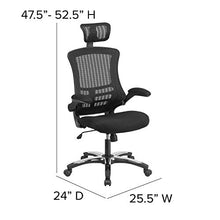 Load image into Gallery viewer, Flash Furniture High-Back Black Mesh Swivel Ergonomic Executive Office Chair with Flip-Up Arms and Adjustable Headrest
