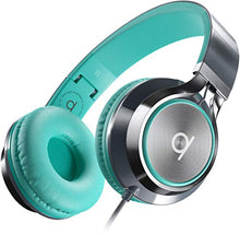 Load image into Gallery viewer, Artix CL750 Wired Headphones with Microphone and Volume Control, On Ear Stereo Noise Isolating Head Phones Corded with Adjustable, Foldable Headband for Computer, Laptop &amp; Cell Phone (Turquoise/Gray)
