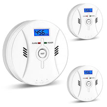 Load image into Gallery viewer, 3-Pack Carbon Monoxide Detectors，Smoke Detector，2 in 1 CO &amp; Smoke Alarm，Smoke Combination CO Alarm,Fire CO for Alarm for Home and Kitchen,LED Screen, CO Carbon Monoxide &amp; Smoke Alarm,3-Pack
