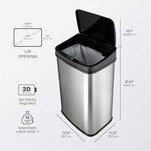 Load image into Gallery viewer, NINESTARS DZT-50-28 Automatic Touchless Motion Sensor Rectangular Trash Can, 13 Gal, Black Trim
