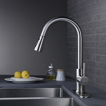 Load image into Gallery viewer, WEWE Single Handle High Arc Brushed Nickel Pull Out Kitchen Faucet,Single Level Stainless Steel Kitchen Sink Faucets with Pull Down Sprayer
