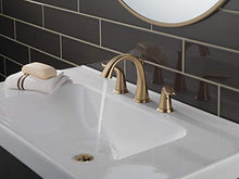 Load image into Gallery viewer, Delta Faucet Lahara Widespread Bathroom Faucet 3 Hole, Gold Bathroom Faucet, Diamond Seal Technology, Metal Drain Assembly, Champagne Bronze 3538-CZMPU-DST
