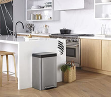 Load image into Gallery viewer, SIMPLI-MAGIC 50 Liter / 13.2 Gallon Soft-Close, Smudge Resistant Trash Can with Foot Pedal and Built in Filter- Stainless Steel, Sleek Finish
