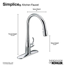 Load image into Gallery viewer, KOHLER 596-VS Simplice Pull Down Kitchen Faucet, High Arch, Vibrant Stainless
