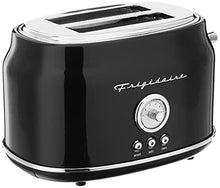 Load image into Gallery viewer, Frigidaire ETO102-BLACK, 2 Slice Toaster, Retro Style, Wide Slot for Bread, English Muffins, Croissants, and Bagels, 5 Adjustable Toast Settings, Cancel and Defrost, 900w, Black
