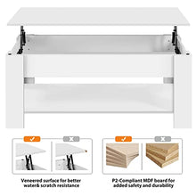 Load image into Gallery viewer, Yaheetech Lift Top Coffee Table with Hidden Compartment and Storage Shelf, Rising Tabletop Dining Table for Living Room Reception Room, 47.5in L, White
