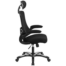 Load image into Gallery viewer, Flash Furniture High-Back Black Mesh Swivel Ergonomic Executive Office Chair with Flip-Up Arms and Adjustable Headrest
