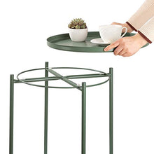 Load image into Gallery viewer, danpinera Tray Metal End Table, Small Round Side Table Accent Table Bedside Table Round Metal Nightstand, Outdoor Side Table Indoor Snack Table Accent Table Anti-Rust and Waterproof Dark Green
