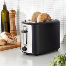 Load image into Gallery viewer, Amazon Basics 2 Slice, Extra-Wide Slot Toaster with 6 Shade Settings, Black &amp; Silver
