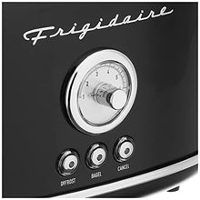 Load image into Gallery viewer, Frigidaire ETO102-BLACK, 2 Slice Toaster, Retro Style, Wide Slot for Bread, English Muffins, Croissants, and Bagels, 5 Adjustable Toast Settings, Cancel and Defrost, 900w, Black
