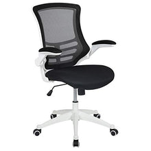 Load image into Gallery viewer, Flash Furniture Mid-Back Black Mesh Swivel Ergonomic Task Office Chair with White Frame and Flip-Up Arms
