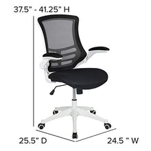 Load image into Gallery viewer, Flash Furniture Mid-Back Black Mesh Swivel Ergonomic Task Office Chair with White Frame and Flip-Up Arms
